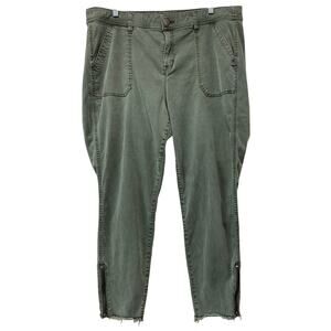 Lane Bryant Mid Rise Skinny Utility Pants Size 20 Zip Ankle Raw Hem Olive Green